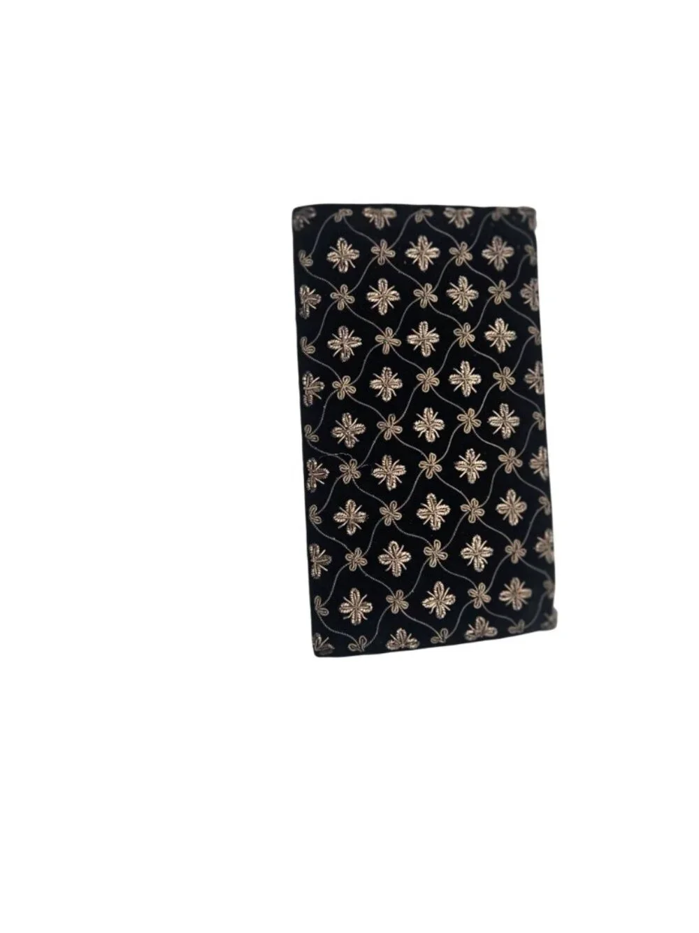 Vintage Black & Gold Embroidered Clutch Bag By Ivory Palace With Snap Closure